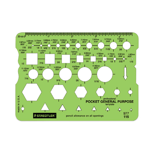 Staedtler Templates, 40 Geometric Shapes, 3.63 x 5.13, Green (977115EA)