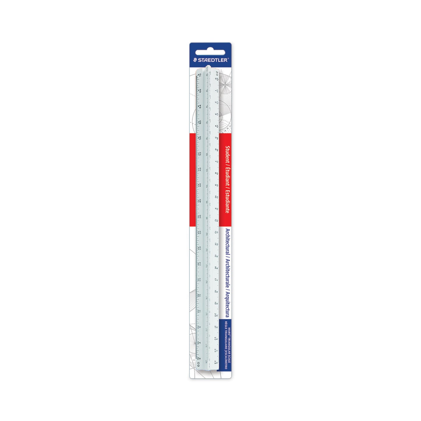 Staedtler Triangular Scale Plastic Architects Ruler, 12" Long, Plastic, White (9871931BK)