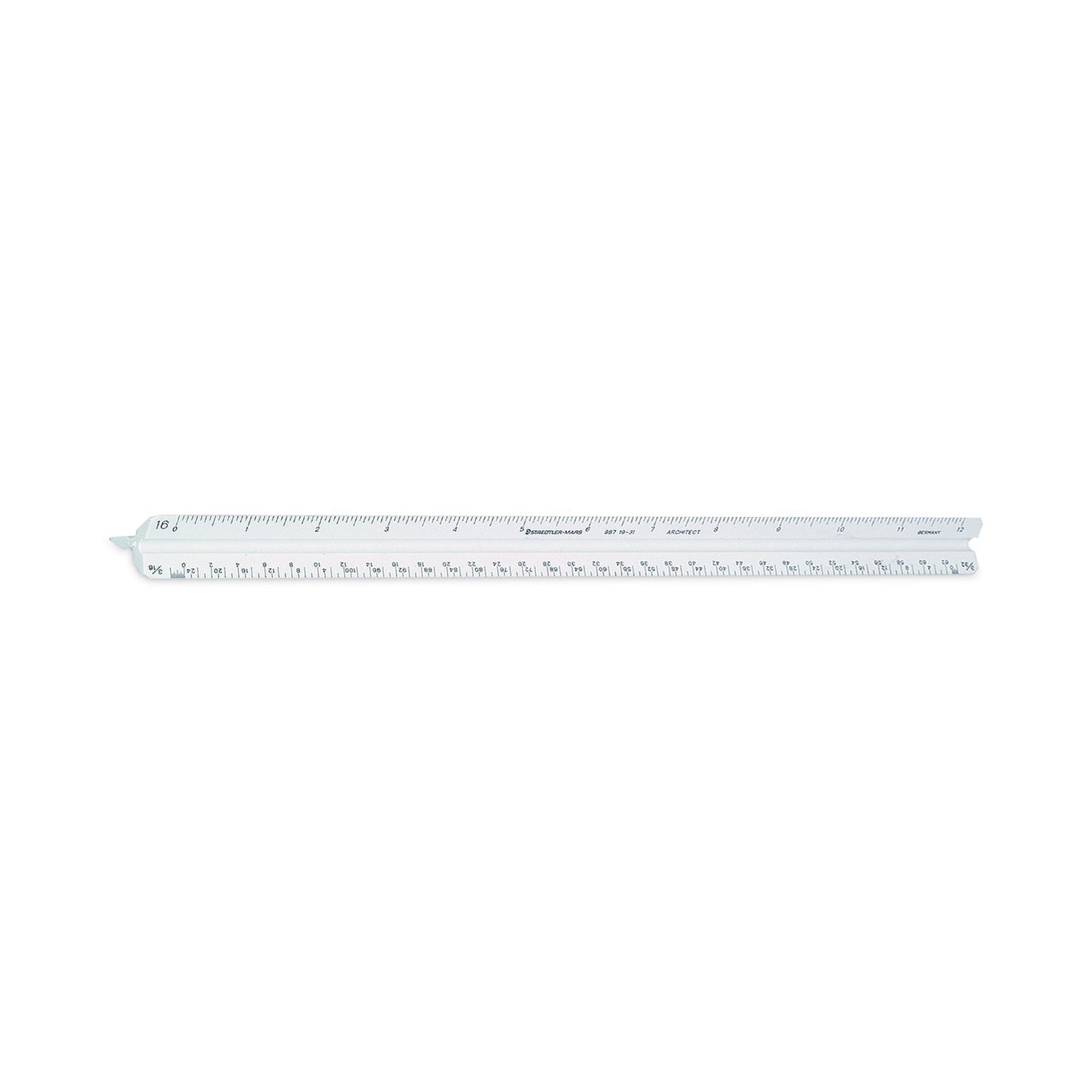 Staedtler Triangular Scale Plastic Architects Ruler, 12" Long, Plastic, White (9871931BK)