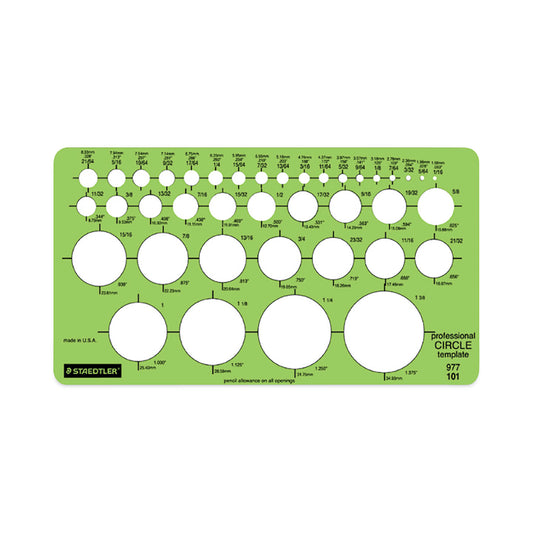 Staedtler Templates, 39 Circles, 4 x 7.25, Green (977101EA)