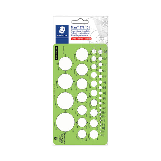 Staedtler Templates, 39 Circles, 4 x 7.25, Green (977101EA)