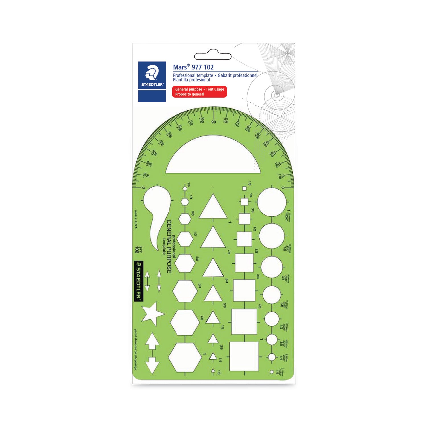 Staedtler Templates, 40 Geometric Shapes, 5.5 x 9.5, Green (977102EA)