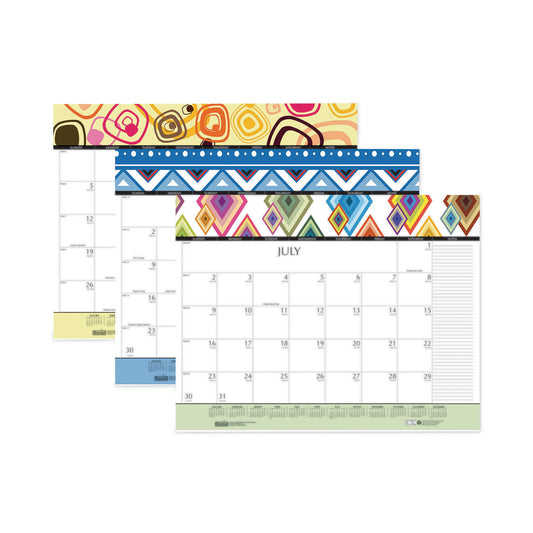 House of Doolittle Recycled Desk Pad Calendar, Geometric Artwork, 22 x 17, White Sheets, Black Binding/Corners,12-Month (Jan to Dec): 2025 (149)