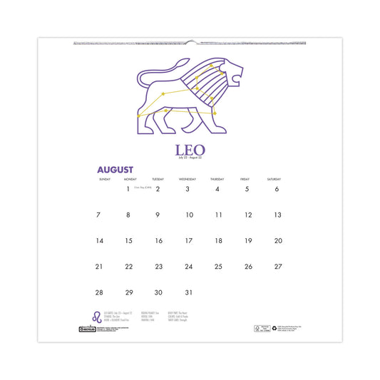 House of Doolittle Recycled Academic Zodiac Wall Calendar, 11 x 14, Multicolor Sheets, 12-Month (Aug to July): 2024 to 2025 (3185)