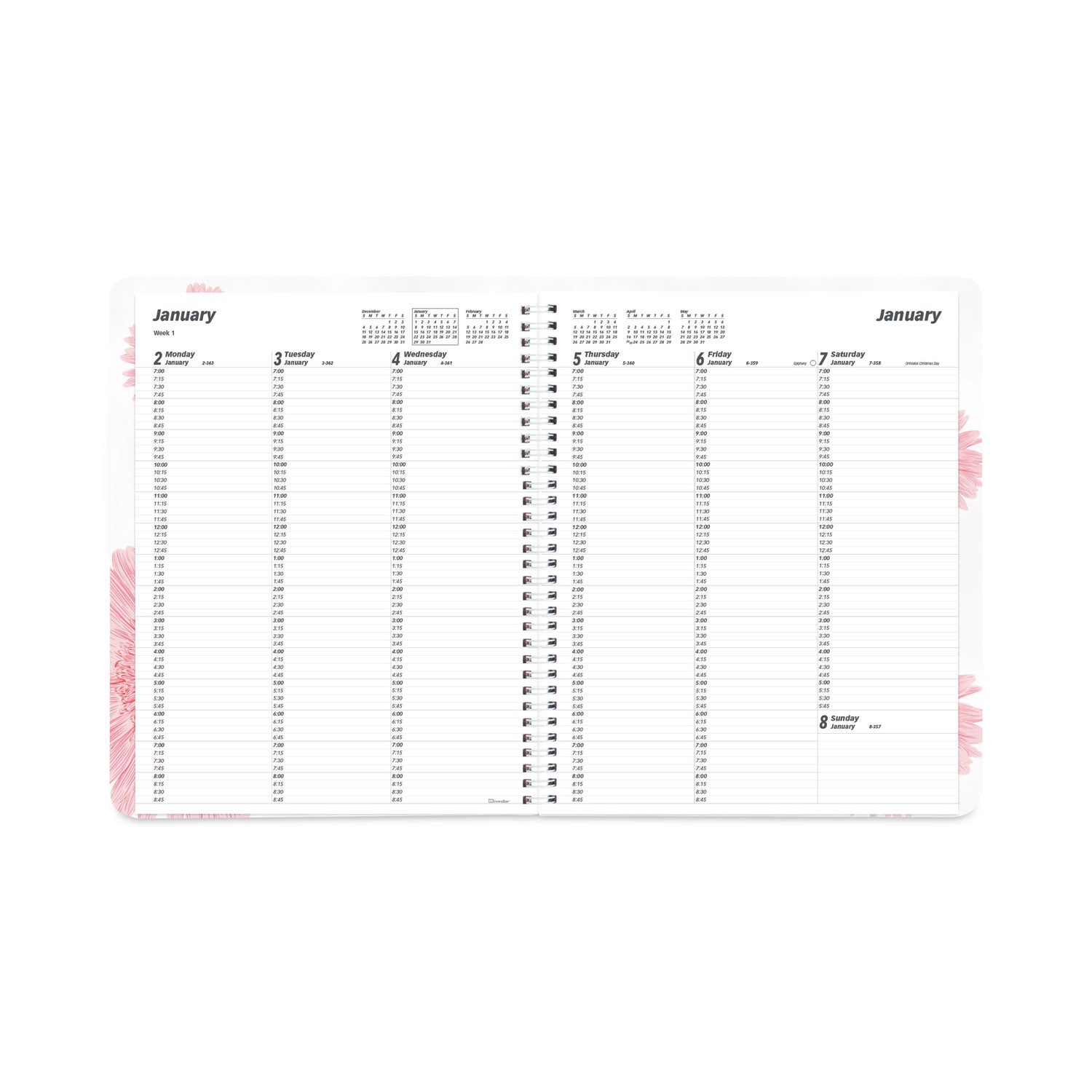 Brownline Essential Collection Weekly Appointment Book, Columnar, Daisy Artwork, 11 x 8.5, Multicolor Cover, 12-Month (Jan-Dec): 2025 (CB950G05)