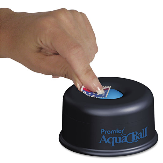 Premier AquaBall Floating Ball Envelope Moistener, 1.25" x 1.25" x 5.38", Black/Blue (AQ701G)