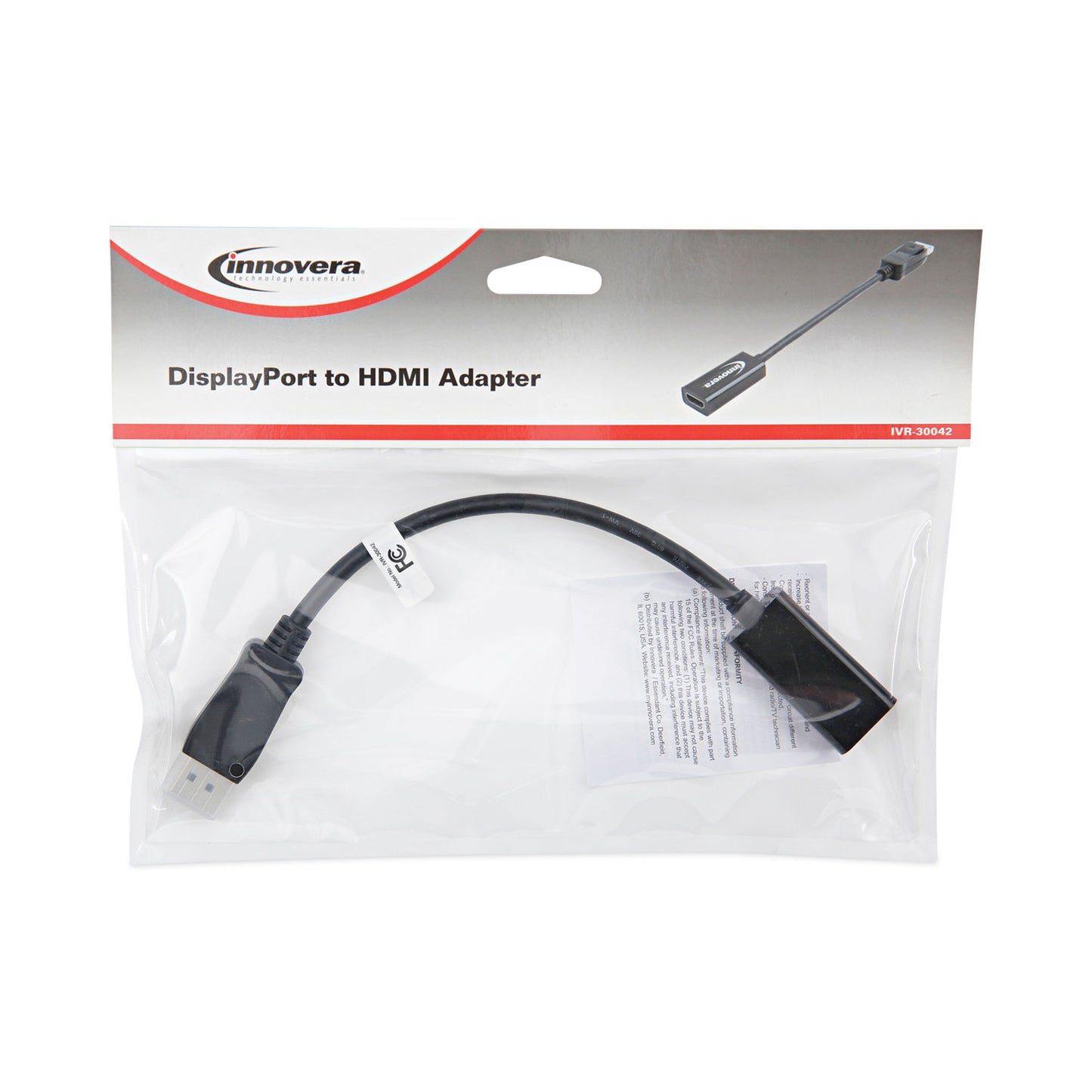 Innovera DisplayPort-HDMI Adapter, 0.65 ft, Black (30042)