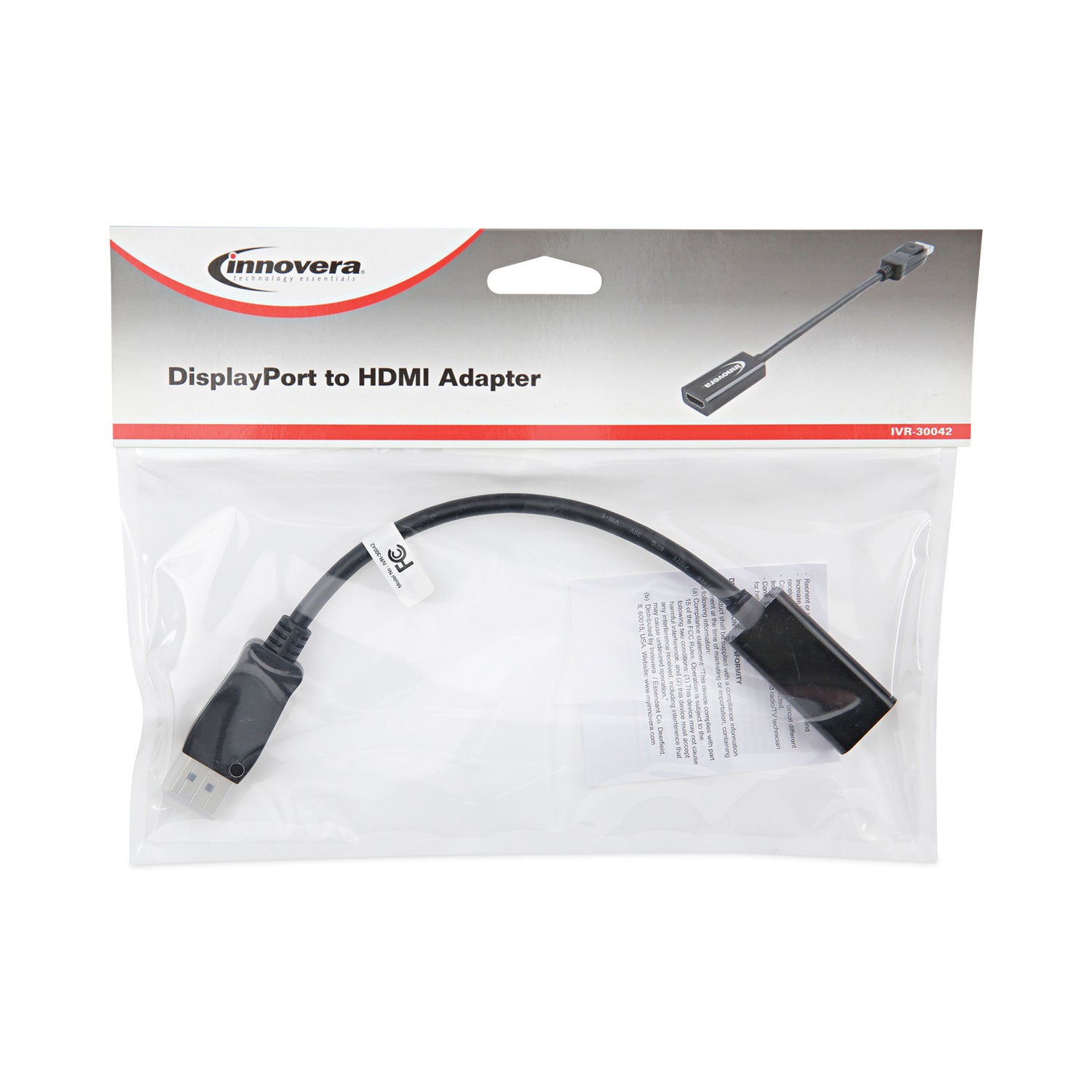 Innovera DisplayPort-HDMI Adapter, 0.65 ft, Black (30042)