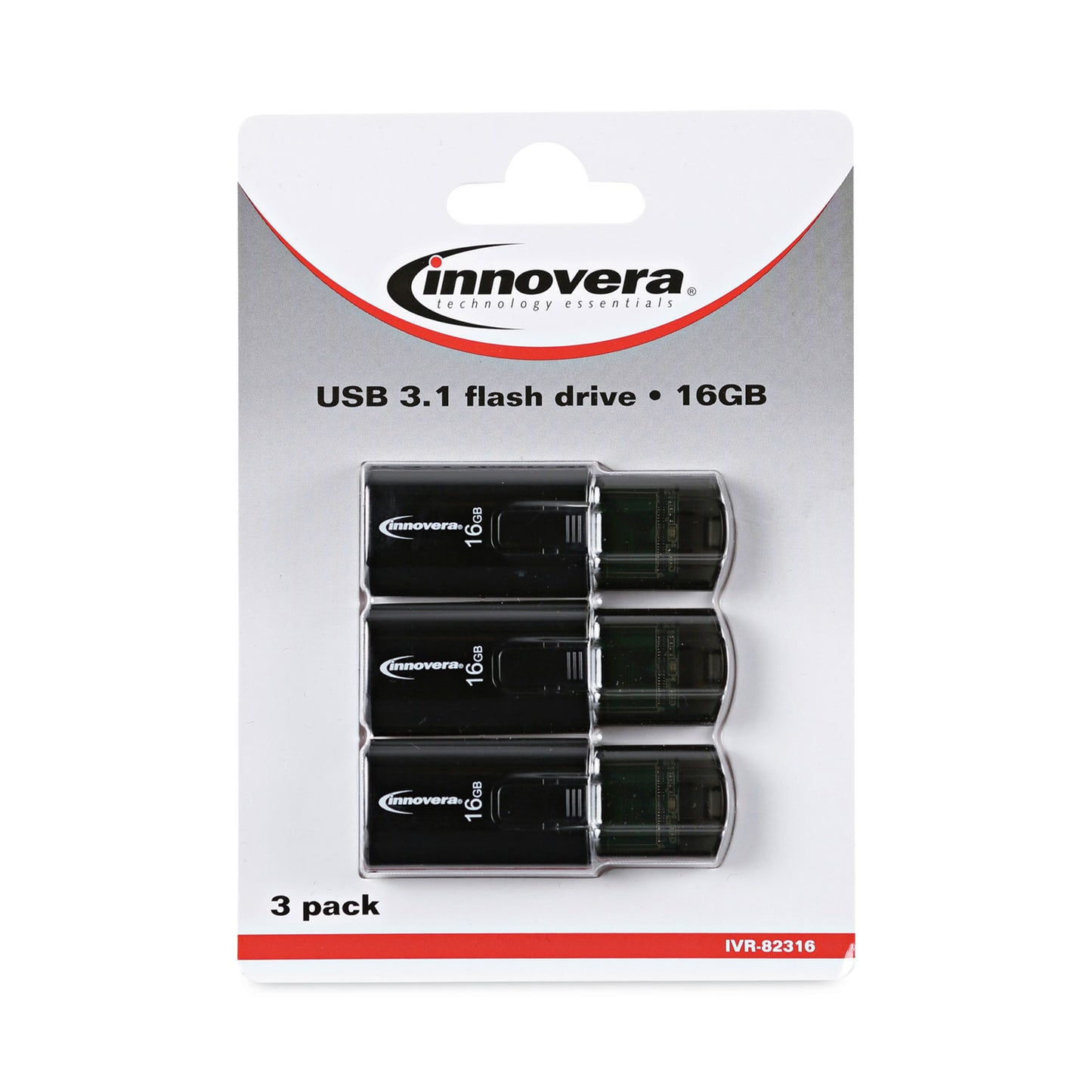 Innovera USB 3.0 Flash Drive, 16 GB, 3/Pack (82316)
