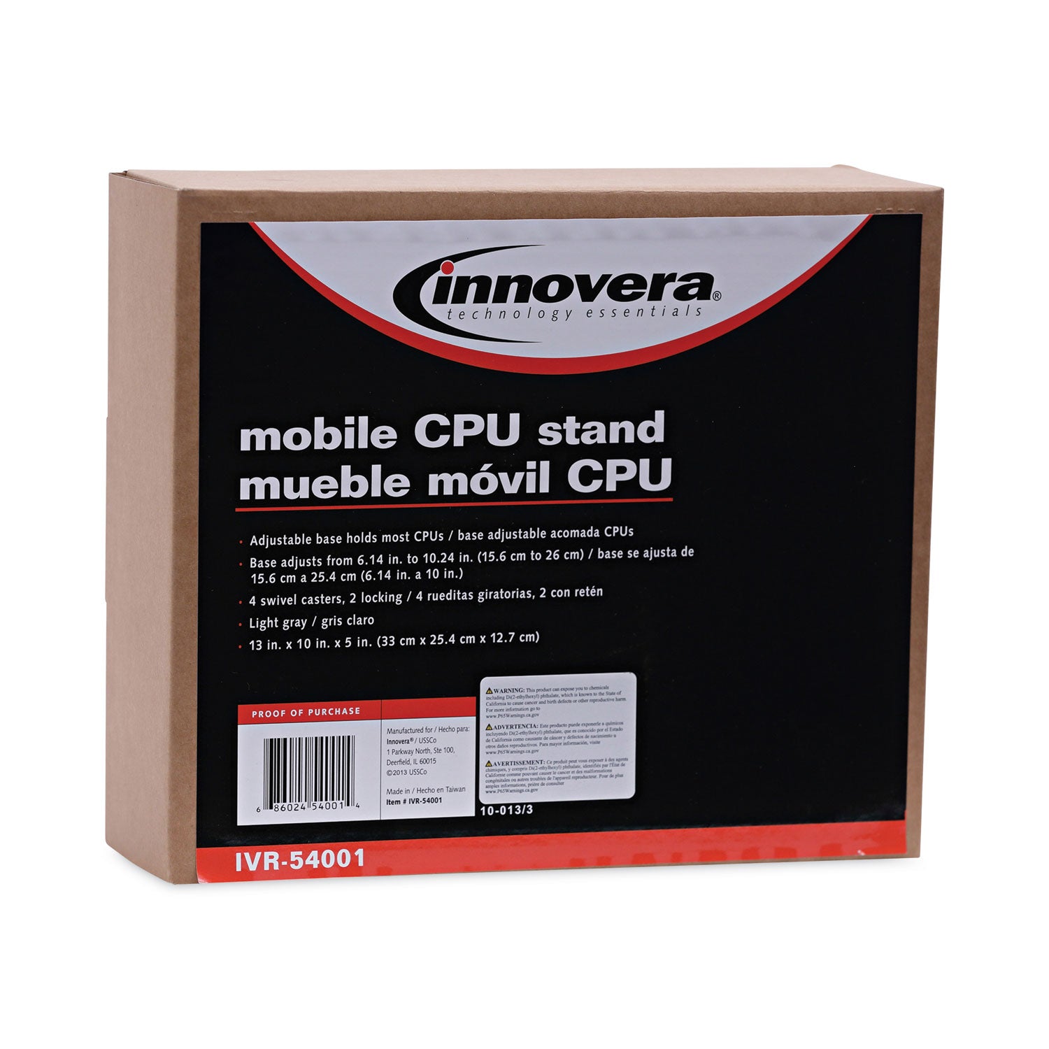 Innovera Mobile CPU Stand, 8.75w x 10d x 5h, Light Gray (54001)