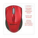 Innovera Mini Wireless Optical Mouse, 2.4 GHz Frequency/30 ft Wireless Range, Left/Right Hand Use, Red/Black (62204)