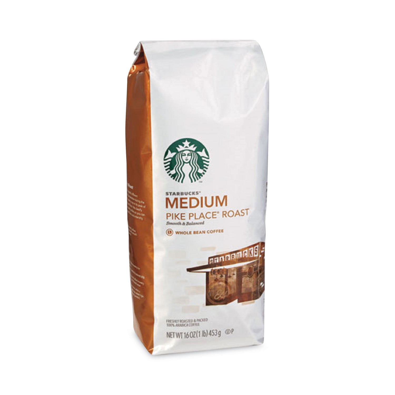 Starbucks Whole Bean Coffee, Pike Place Roast, 1 lb Bag, 6/Carton (11017854CT)