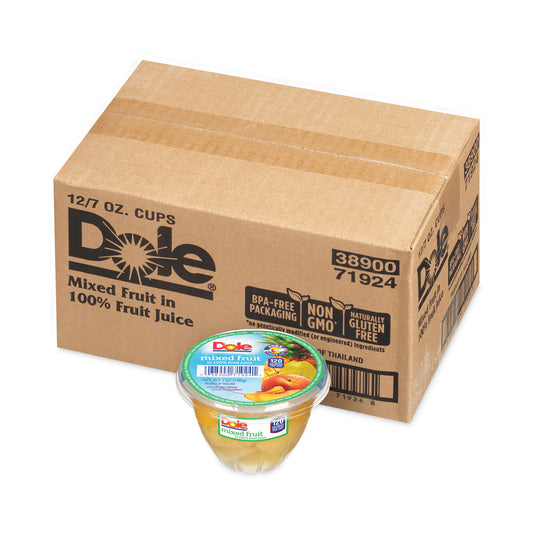 Dole Mixed Fruit in 100% Fruit Juice Cups, Peaches/Pears/Pineapple, 7 oz Cup, 12/Carton (20902549)