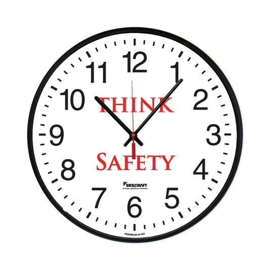 AbilityOne 6645016986558 SKILCRAFT Safety Message Quartz Wall Clock, Think Safety, 12.75" Overall Diameter, 1 AA (sold separately)