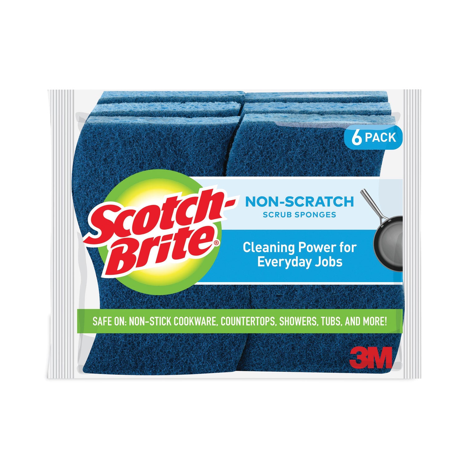 Scotch-Brite Non-Scratch Multi-Purpose Scrub Sponge, 4.4 x 2.6, 0.8" Thick, Blue, 6/Pack (526)