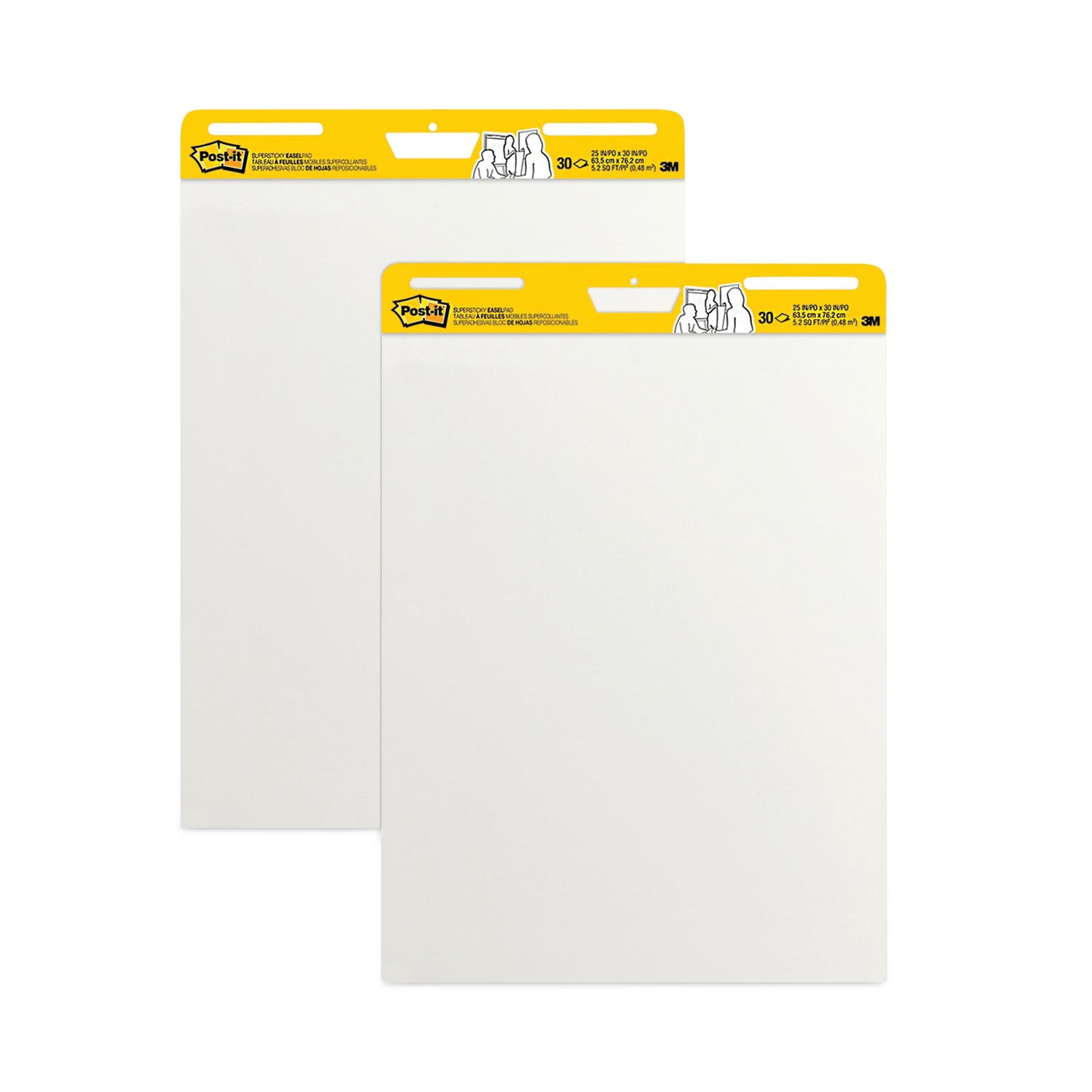 Post-it Vertical-Orientation Self-Stick Easel Pads, Unruled, 25 x 30, White, 30 Sheets, 2/Carton (559)