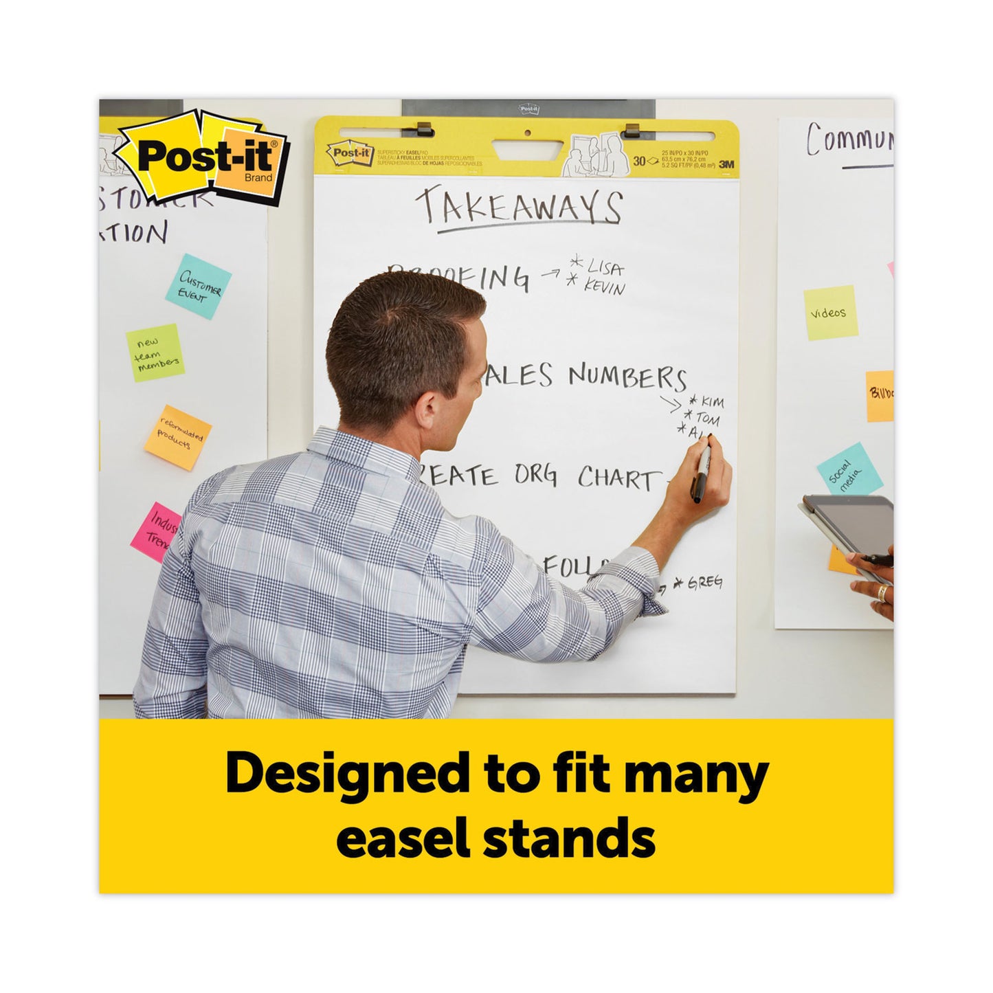 Post-it Vertical-Orientation Self-Stick Easel Pads, Unruled, 25 x 30, White, 30 Sheets, 2/Carton (559)