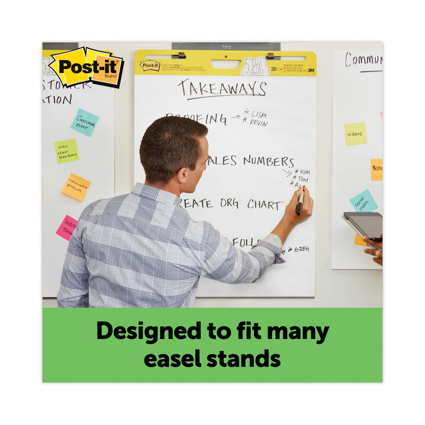 Post-it Vertical-Orientation Self-Stick Easel Pads, Green Headband, Unruled, 25 x 30, White, 30 Sheets, 2/Carton (559RP)