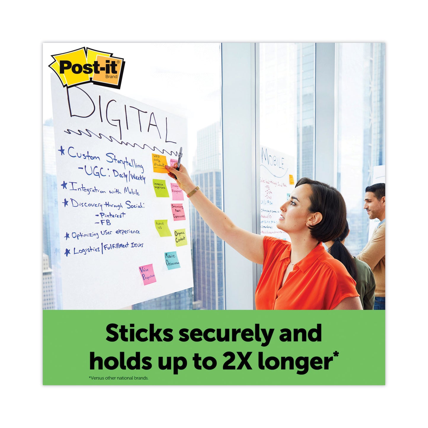 Post-it Vertical-Orientation Self-Stick Easel Pads, Green Headband, Unruled, 25 x 30, White, 30 Sheets, 2/Carton (559RP)