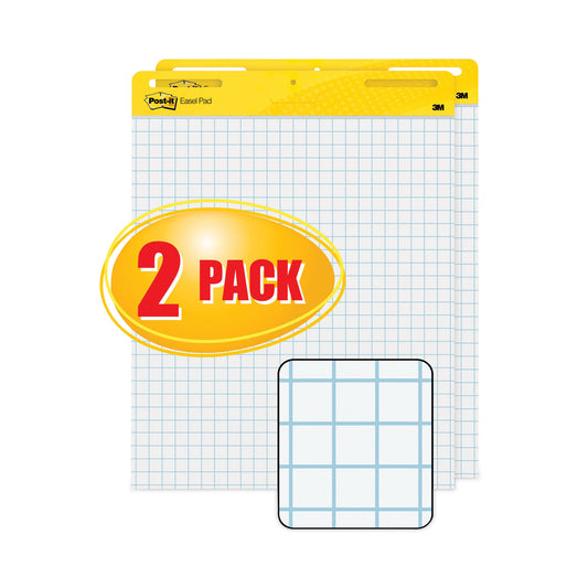 Post-it Vertical-Orientation Self-Stick Easel Pads, Quadrille Rule (1 sq/in), 25 x 30, White, 30 Sheets, 2/Carton (560)