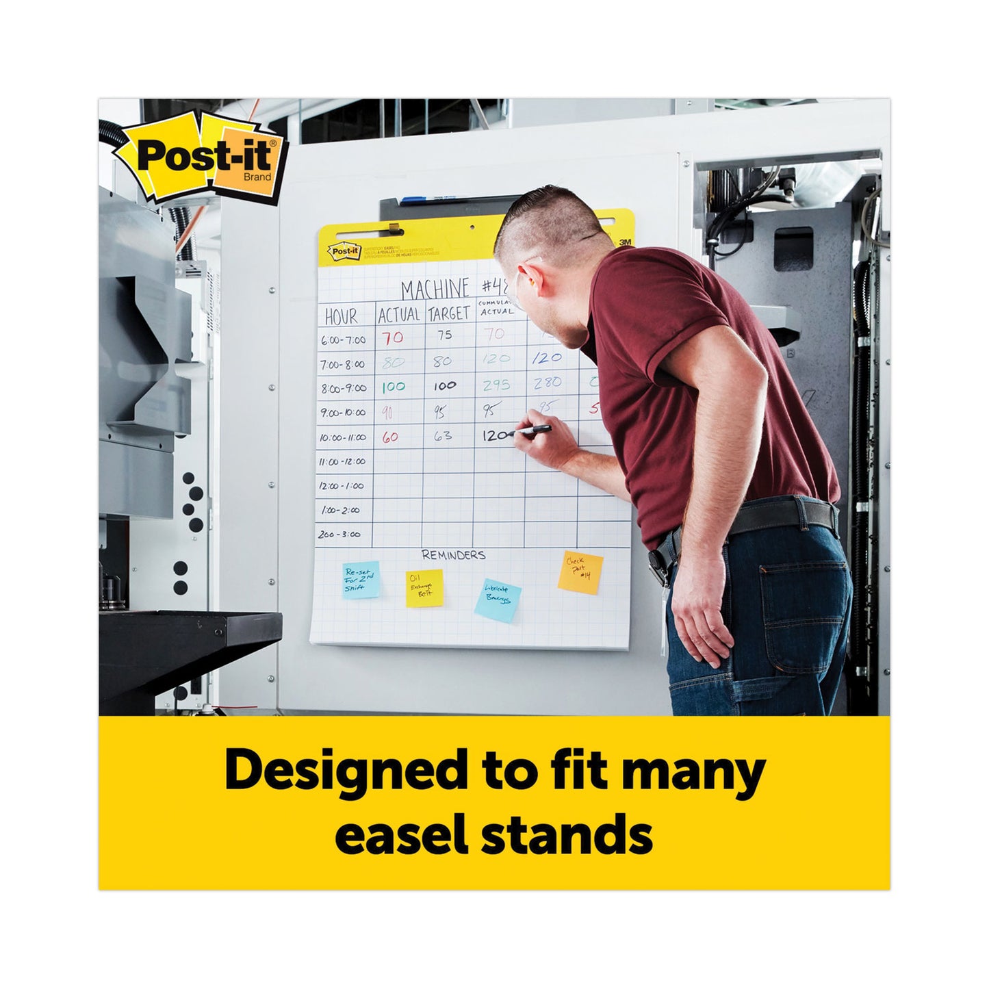 Post-it Vertical-Orientation Self-Stick Easel Pads, Quadrille Rule (1 sq/in), 25 x 30, White, 30 Sheets, 2/Carton (560)