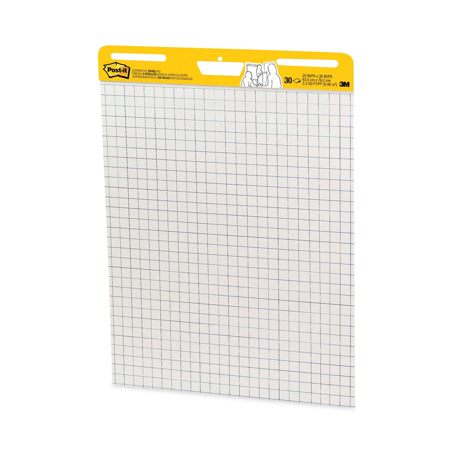 Post-it Vertical-Orientation Self-Stick Easel Pads, Quadrille Rule (1 sq/in), 25 x 30, White, 30 Sheets, 2/Carton (560)