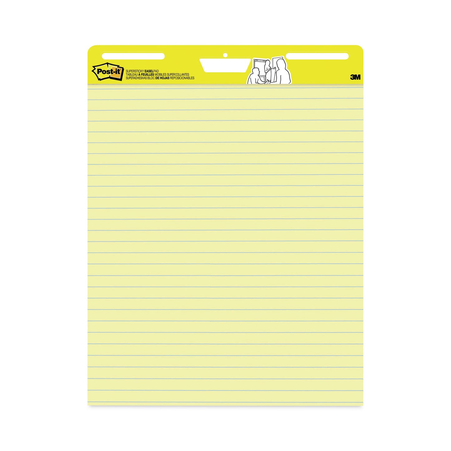 Post-it Vertical-Orientation Self-Stick Easel Pads, Presentation Format (1.5" Rule), 25 x 30, Yellow, 30 Sheets, 2/Carton (561)