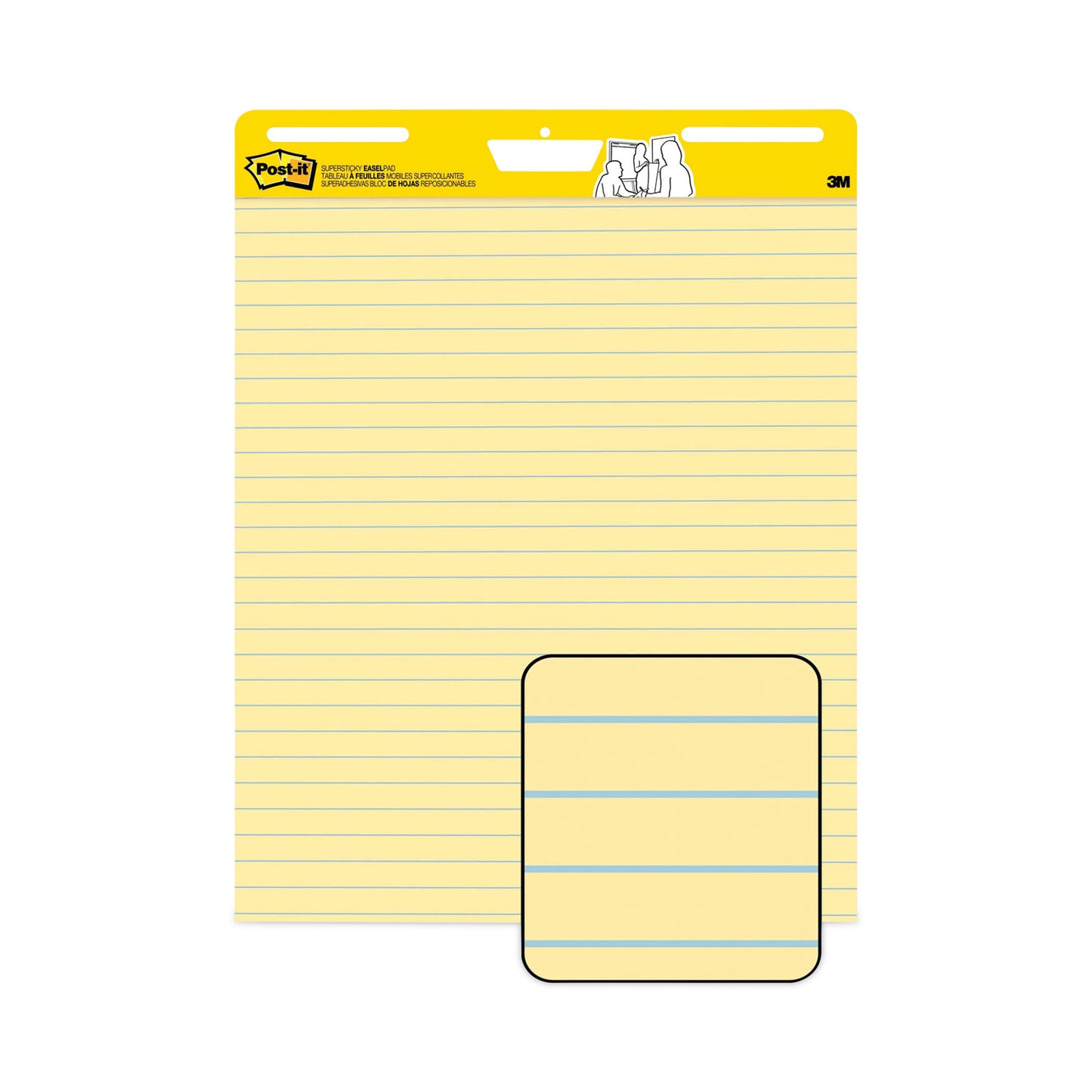 Post-it Vertical-Orientation Self-Stick Easel Pads, Presentation Format (1.5" Rule), 25 x 30, Yellow, 30 Sheets, 2/Carton (561)