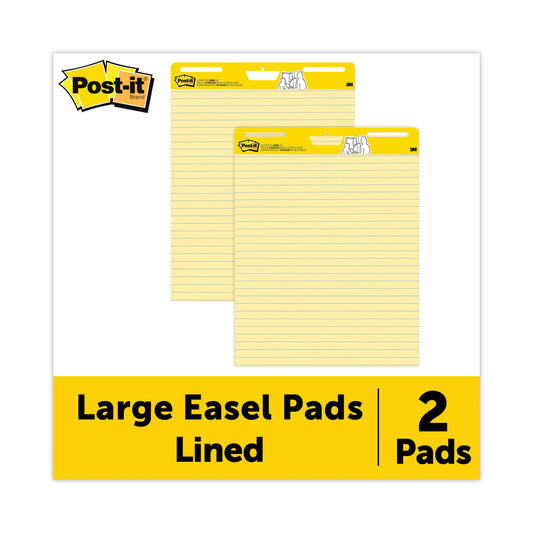 Post-it Vertical-Orientation Self-Stick Easel Pads, Presentation Format (1.5" Rule), 25 x 30, Yellow, 30 Sheets, 2/Carton (561)