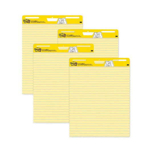 Post-it Vertical-Orientation Self-Stick Easel Pad Value Pack, Presentation Format (1.5" Rule), 25 x 30, Yellow, 30 Sheets, 4/Carton (561VAD4PK)