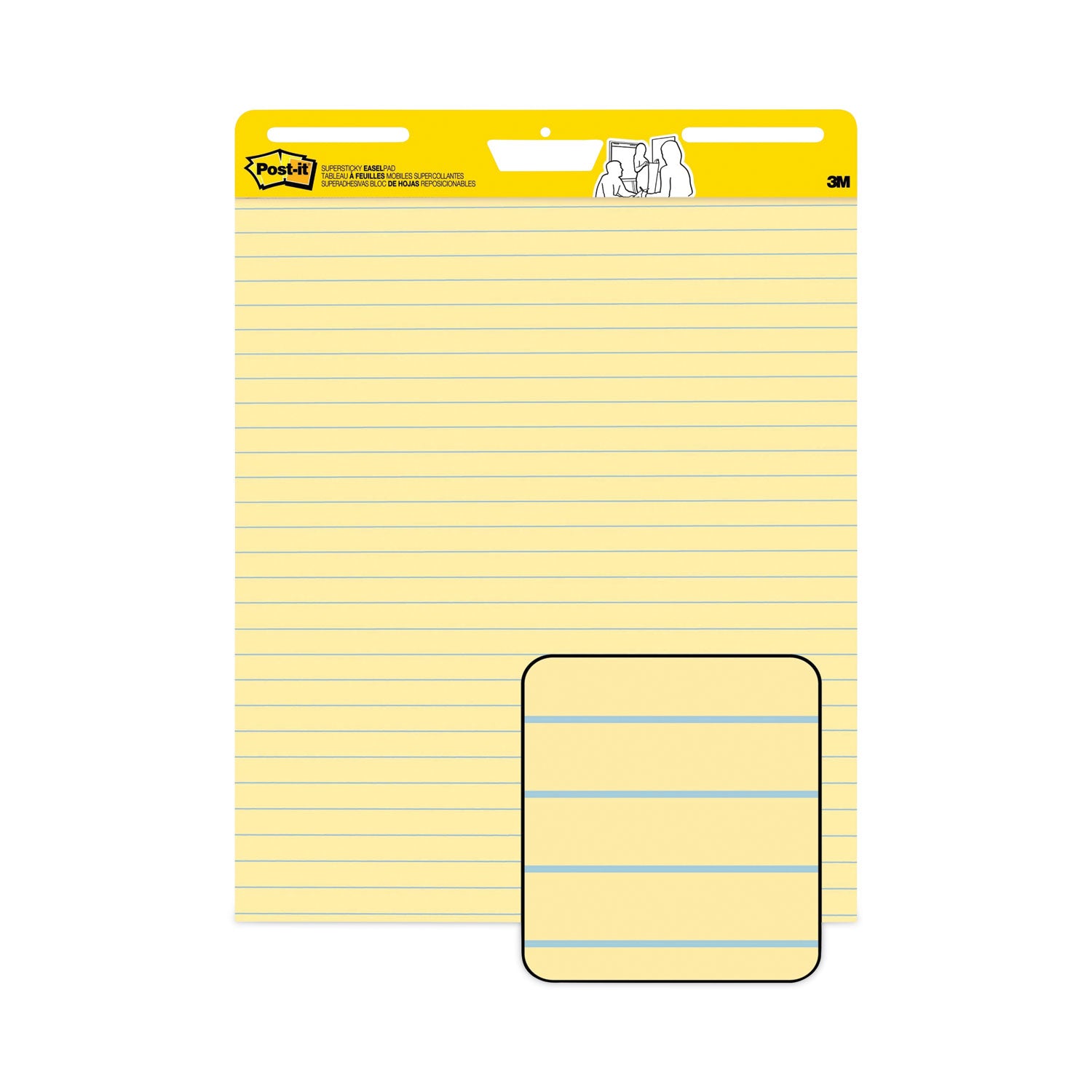 Post-it Vertical-Orientation Self-Stick Easel Pad Value Pack, Presentation Format (1.5" Rule), 25 x 30, Yellow, 30 Sheets, 4/Carton (561VAD4PK)