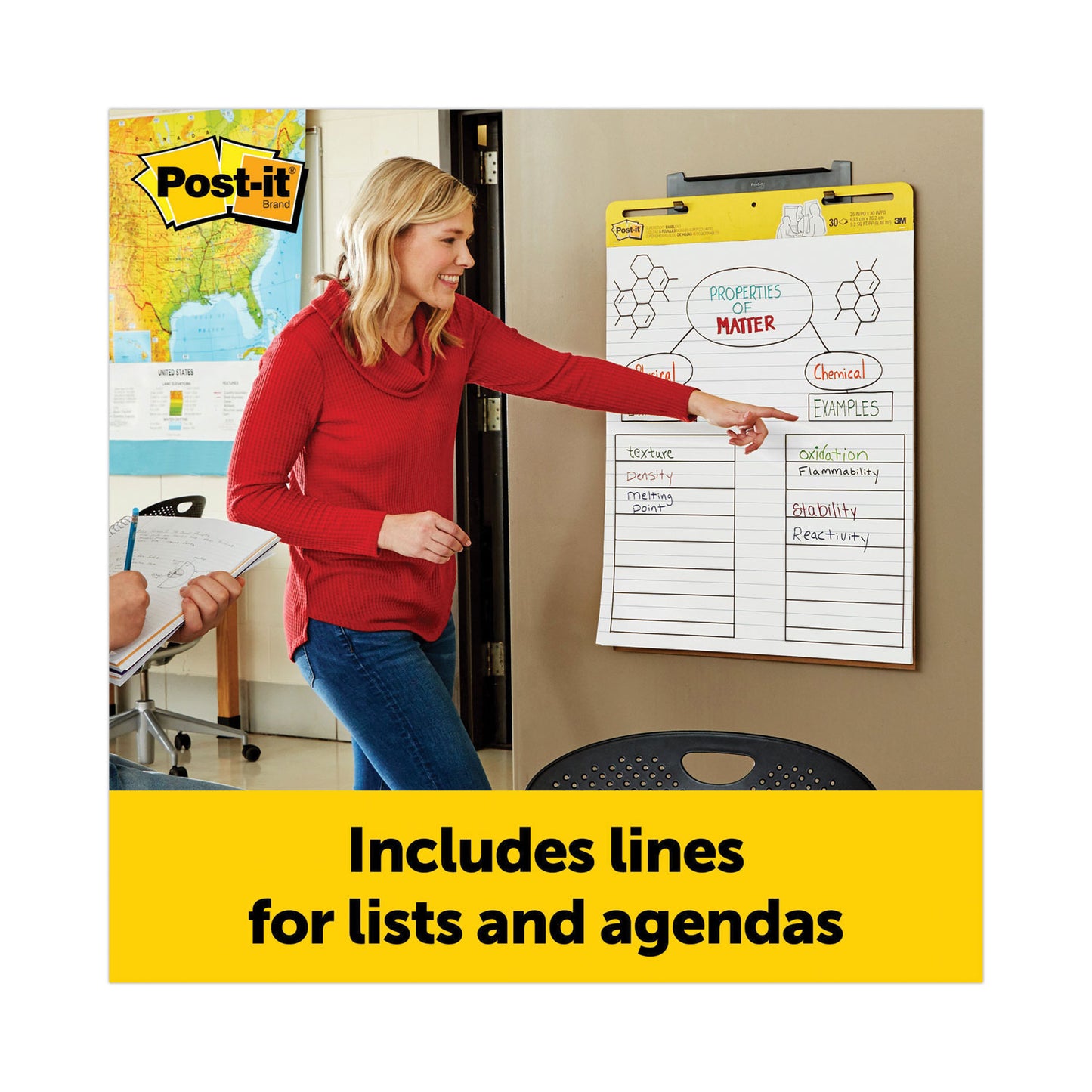 Post-it Vertical-Orientation Self-Stick Easel Pads, Presentation Format (1.5" Rule), 25 x 30, White, 30 Sheets, 2/Pack (561WLVAD2PK)