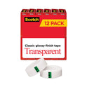Scotch Transparent Tape, 1" Core, 0.75" x 83.33 ft, Transparent, 12/Pack (600K12)