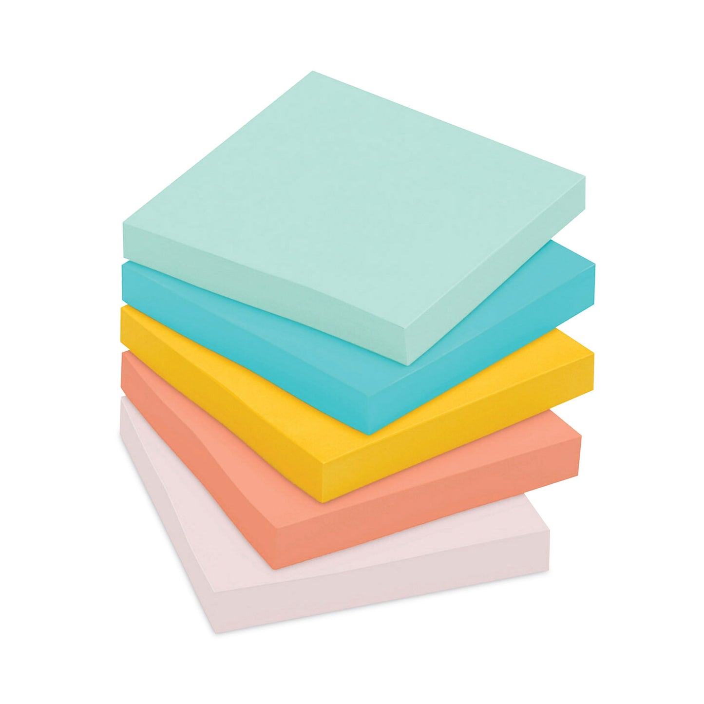 Post-it Original Pads in Beachside Cafe Collection Colors, 3" x 3", 100 Sheets/Pad, 12 Pads/Pack (654AST)