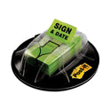 Post-it Page Flags in Dispenser, "Sign and Date", Bright Green, 200 Flags/Dispenser (680HVSD)