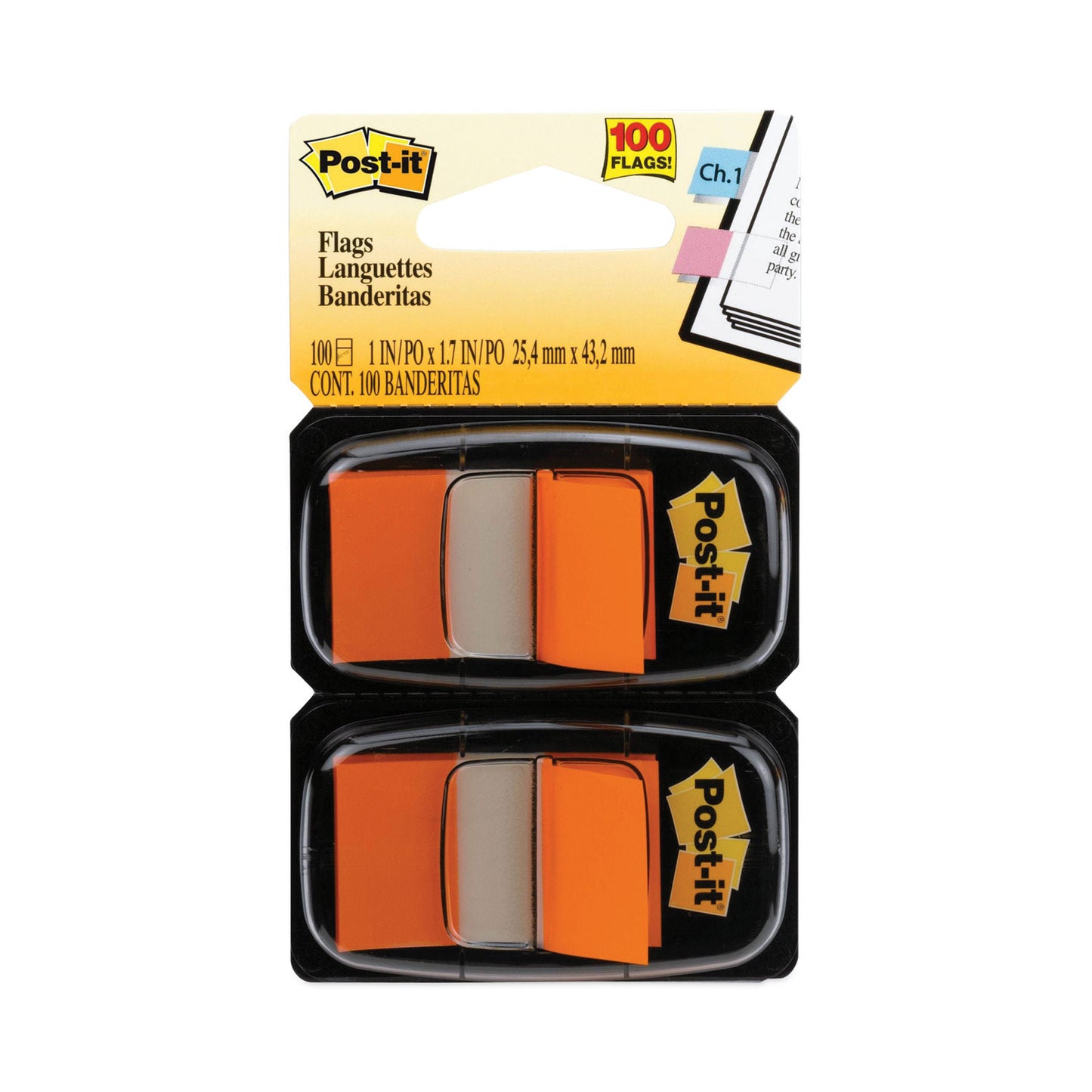 Post-it Standard Page Flags in Dispenser, Orange, 50 Flags/Dispenser, 2 Dispensers/Pack (680OE2)