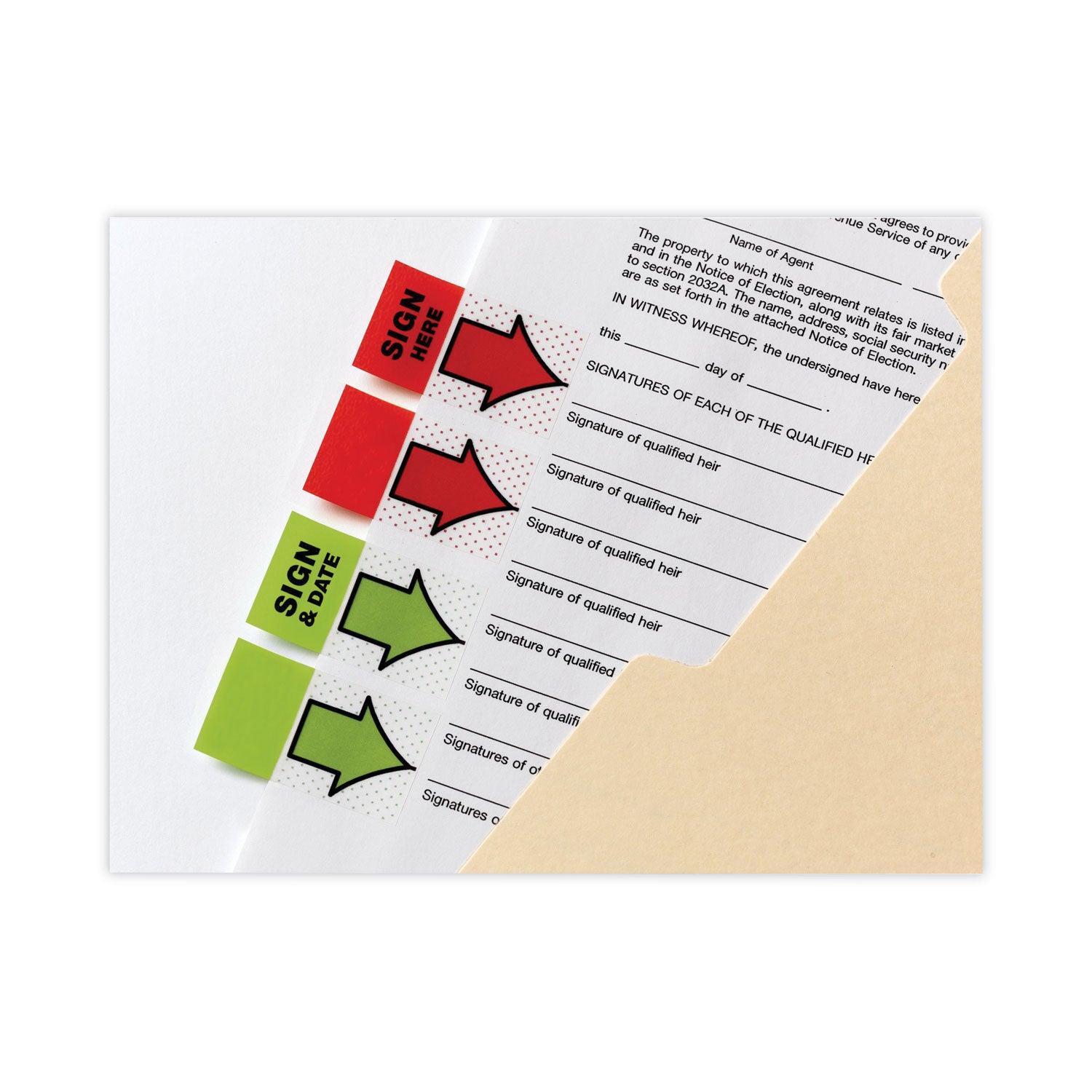 Post-it Arrow Message 1" Page Flags, "Sign and Date", Green, 50 Flags/Dispenser, 2 Dispensers/Pack (680SD2)