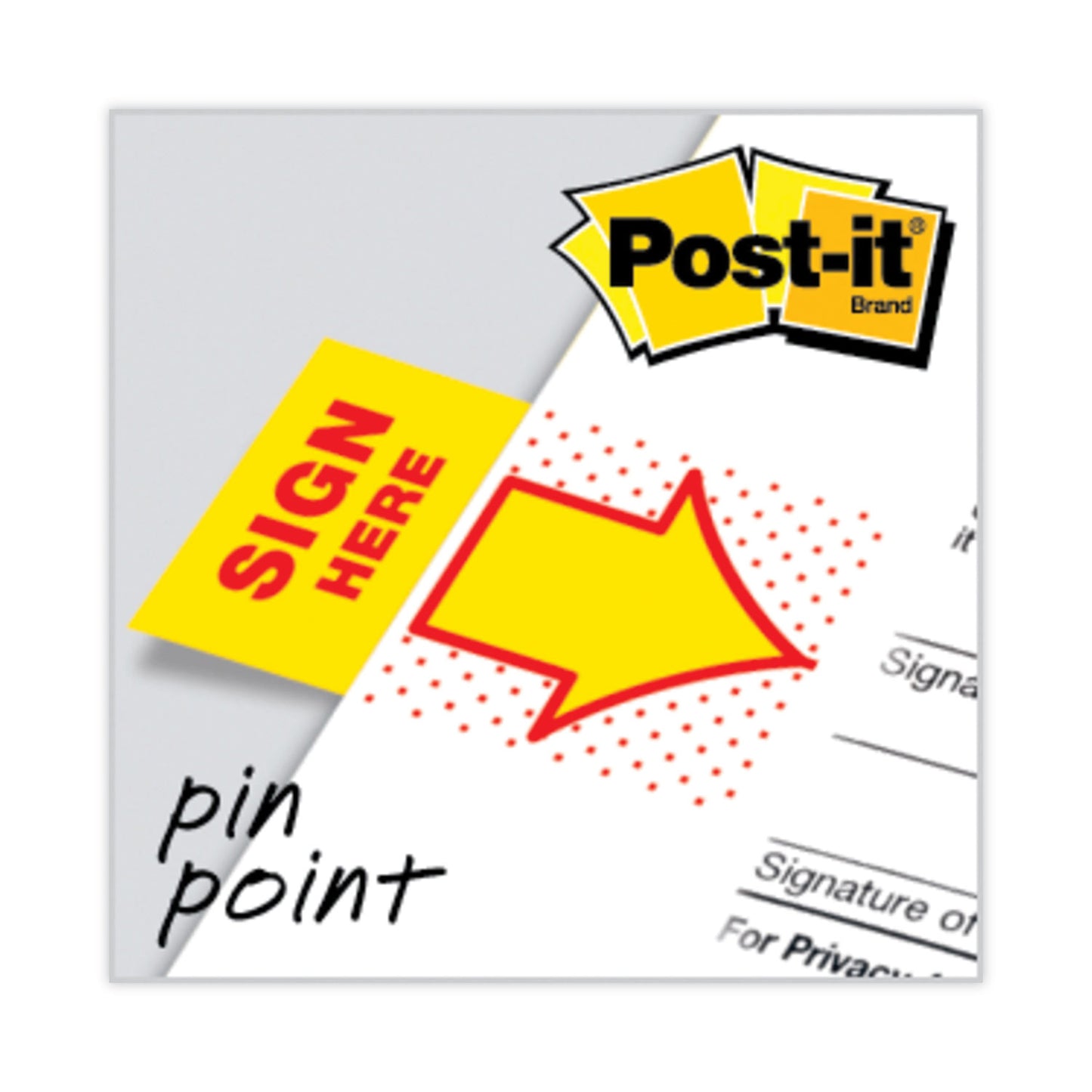 Post-it Arrow Message 1" Page Flags, "Sign Here", Yellow, 50 Flags/Dispenser, 2 Dispensers/Pack (680SH2)