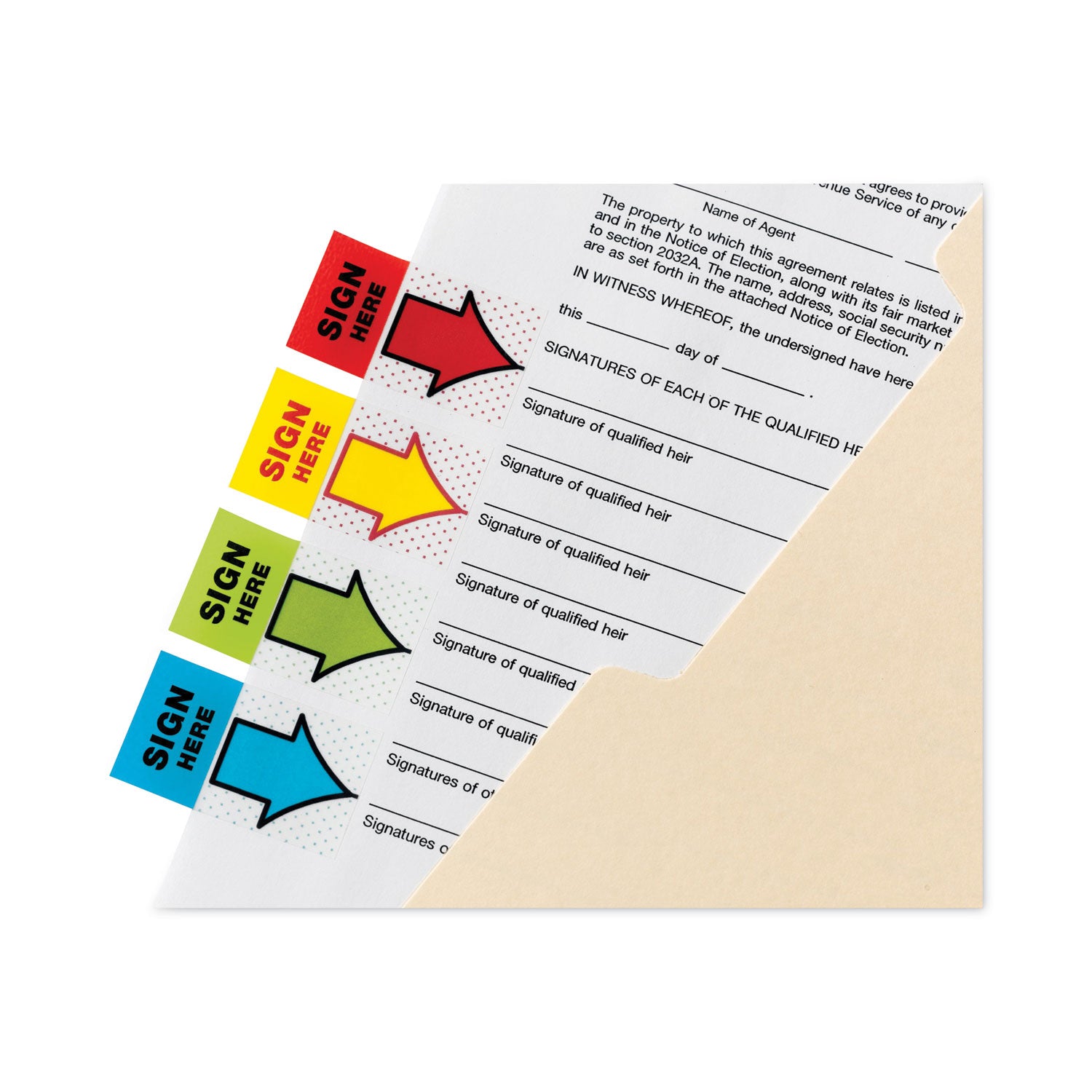 Post-it Arrow Message 1" Page Flags,  200 "Sign Here", 48 Arrow, Four Colors, 248/Pack (680SH4VA)