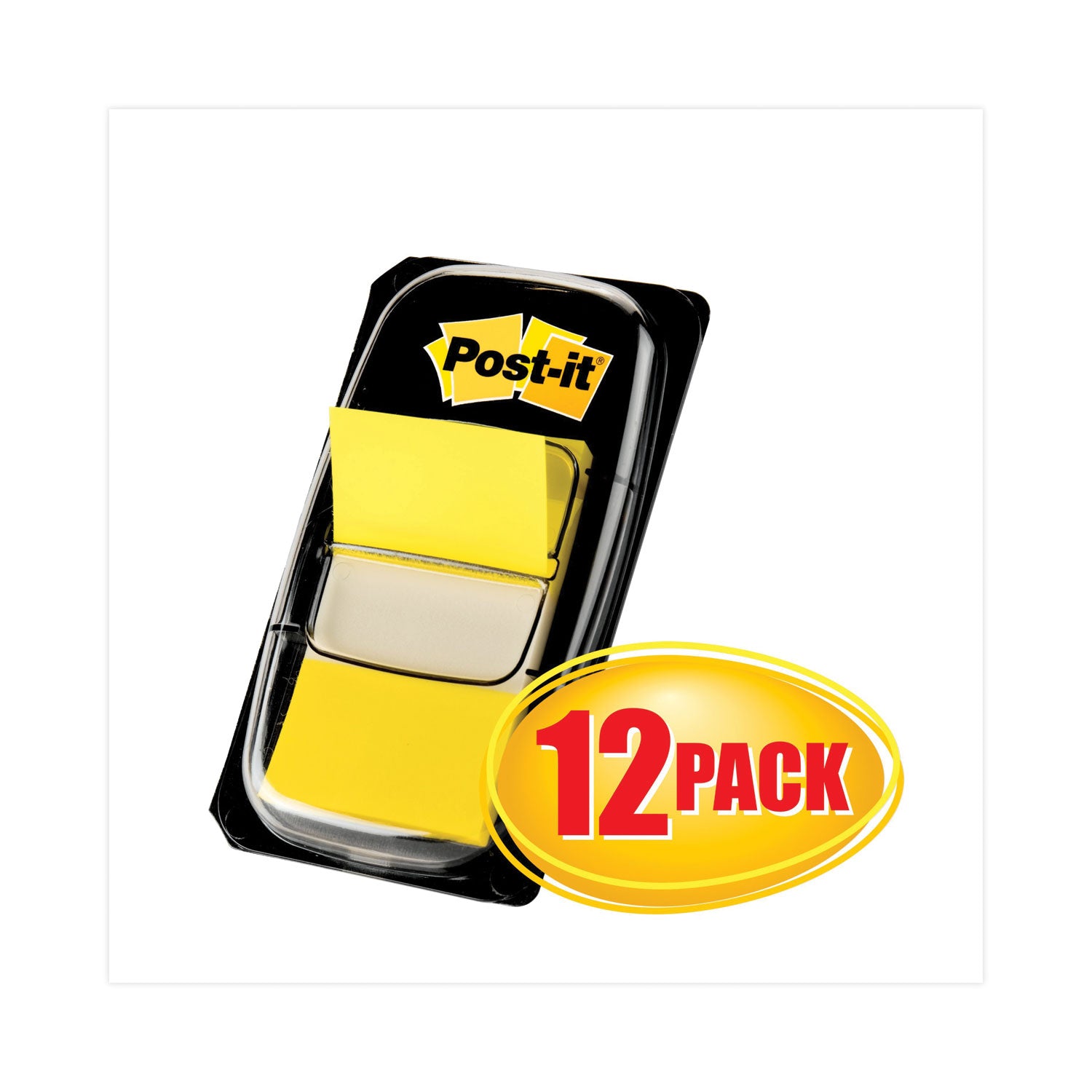 Post-it Marking Page Flags in Dispensers, Yellow, 50 Flags/Dispenser, 12 Dispensers/Box (680YW12)