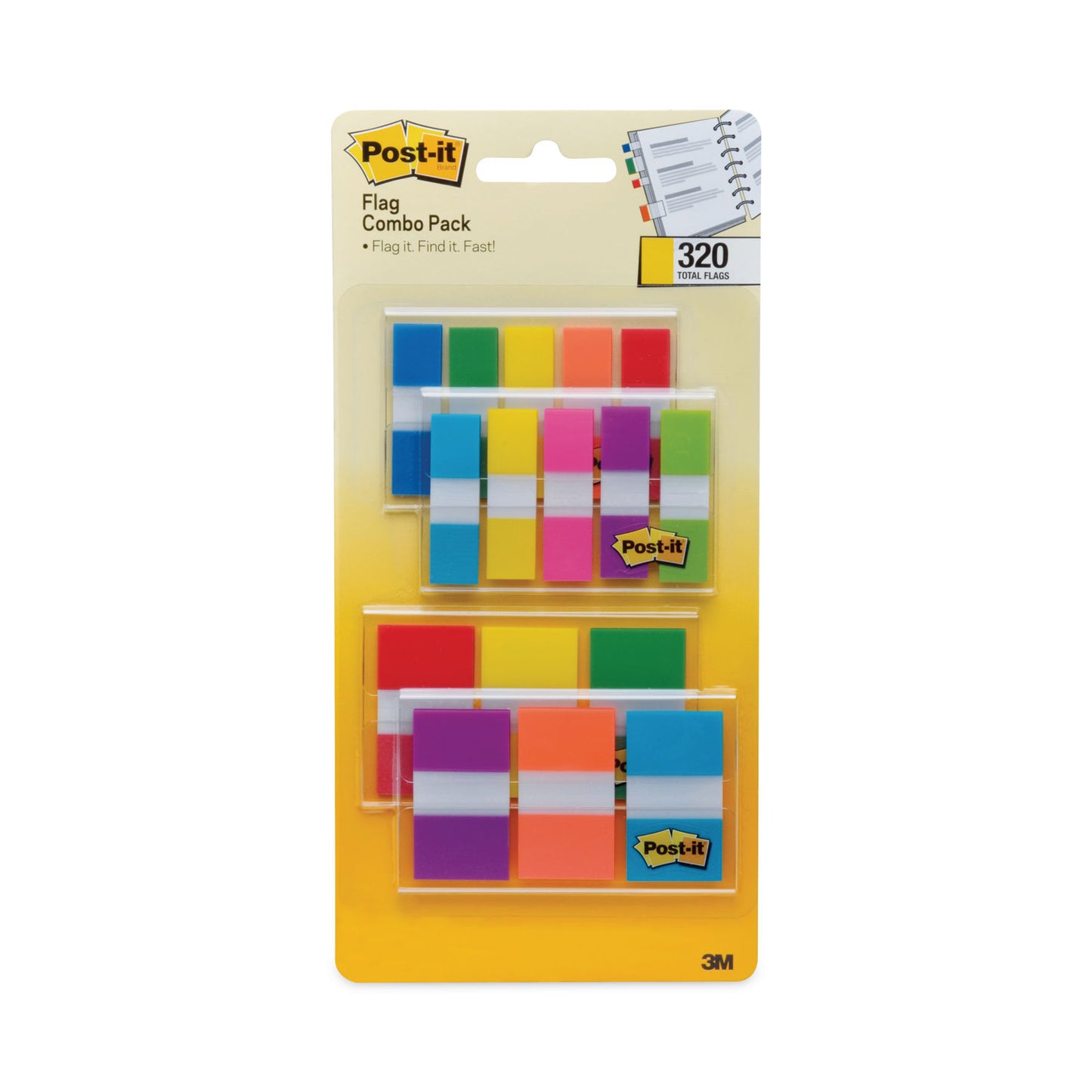 Post-it 0.5" and 1" Page Flag Value Pack, Nine Assorted Colors, 320/Pack (683XL1)