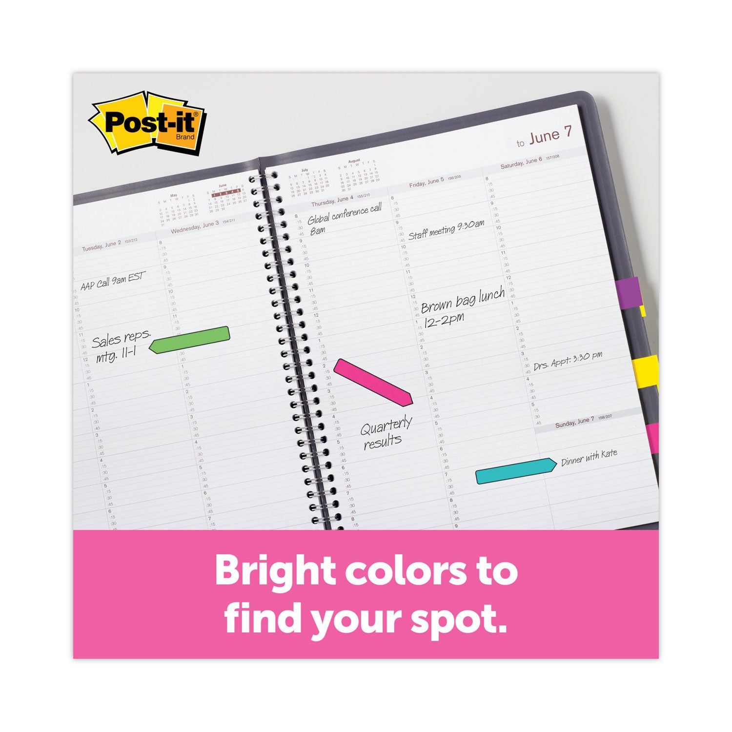 Post-it Arrow 0.5" Page Flags, Four Assorted Bright Colors, 24/Color, 96 Flags/Pack (684ARR4)