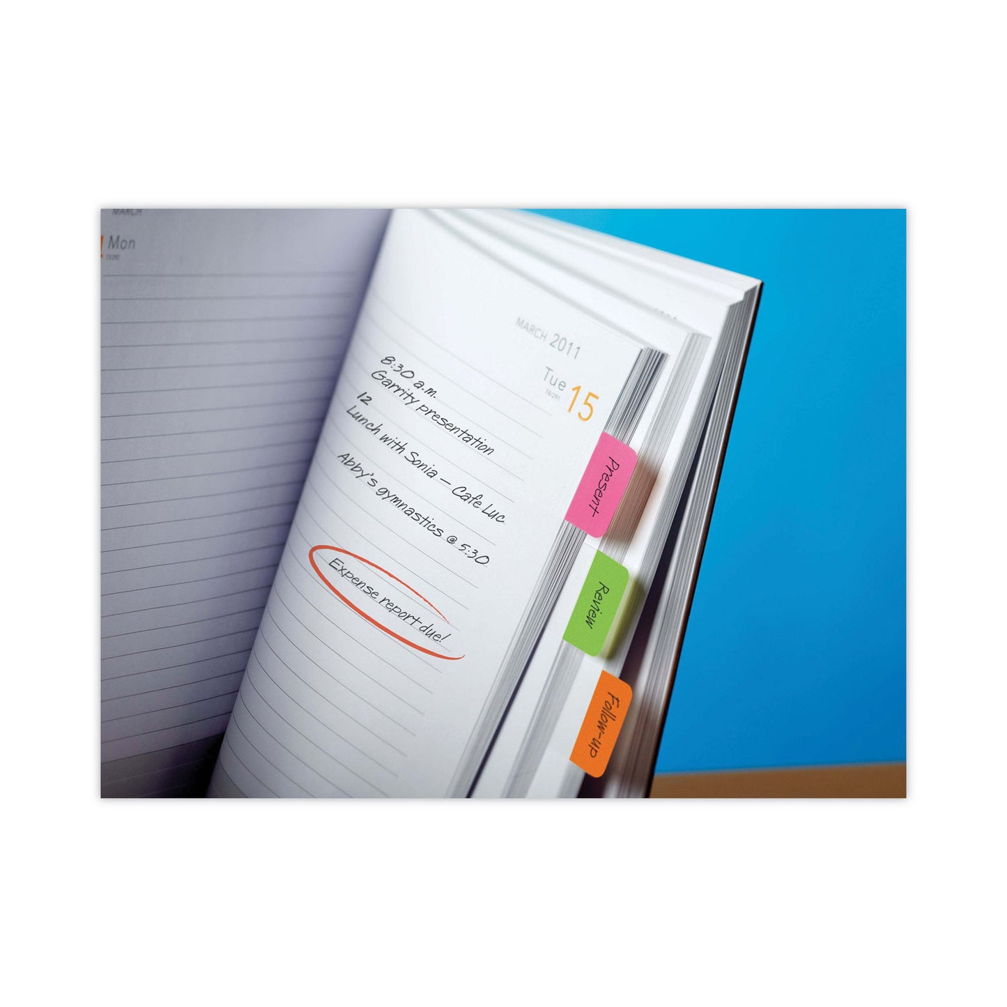 Post-it 1" Plain Solid Color Tabs, 1/5-Cut, Assorted Bright Colors, 1" Wide, 66/Pack (686PGO)