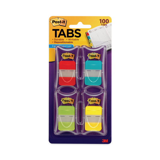 Post-it 1" Plain Solid Color Tabs, 1/5-Cut, Assorted Colors, 1" Wide, 100/Pack (686RALY)