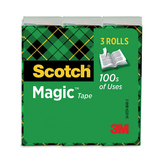 Scotch Magic Tape Refill, 1" Core, 0.75" x 83.33 ft, Clear, 3/Pack (810K3)