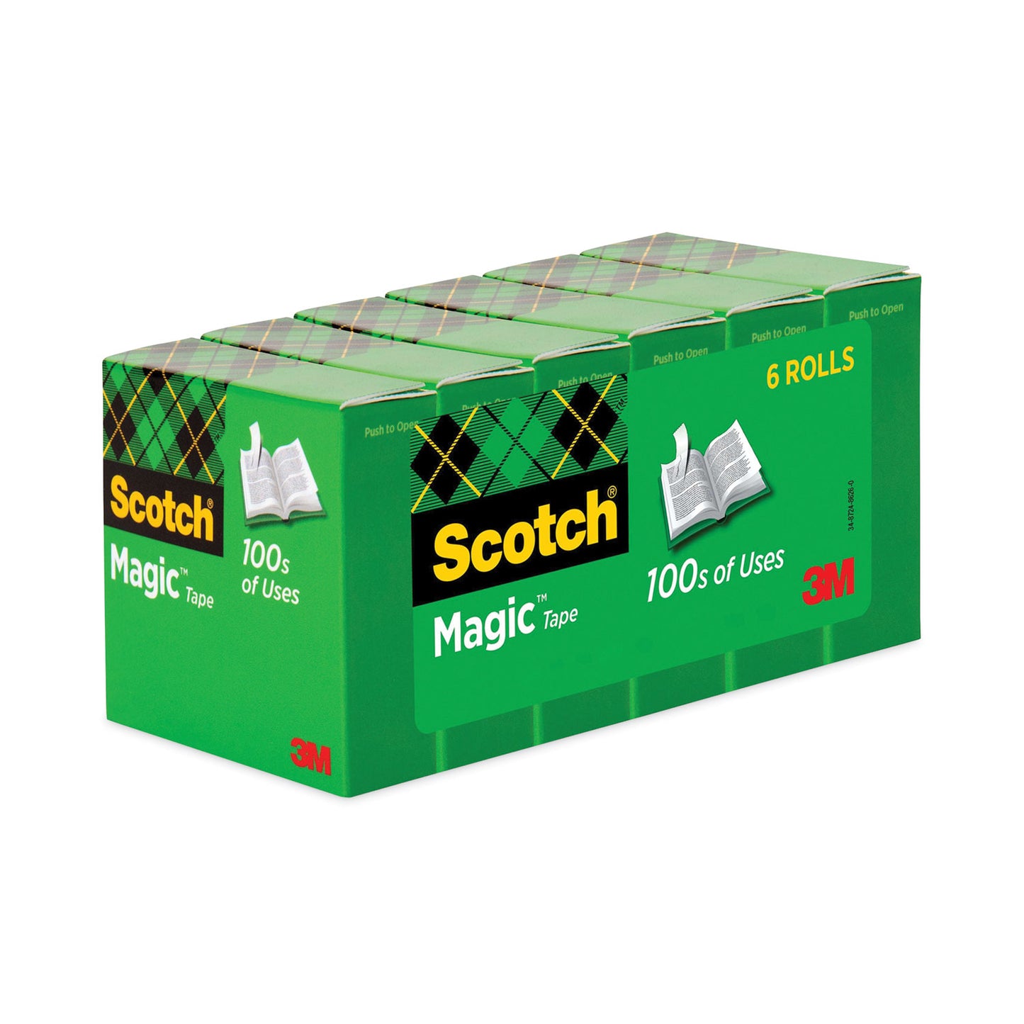 Scotch Magic Tape Refill, 1" Core, 0.75" x 83.33 ft, Clear, 6/Pack (810K6)