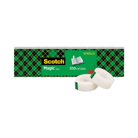 Scotch Magic Tape Value Pack, 1" Core, 0.75" x 83.33 ft, Clear, 12/Pack (810K12)