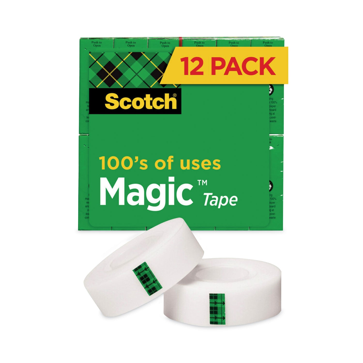 Scotch Magic Tape Value Pack, 1" Core, 0.75" x 83.33 ft, Clear, 12/Pack (810K12)