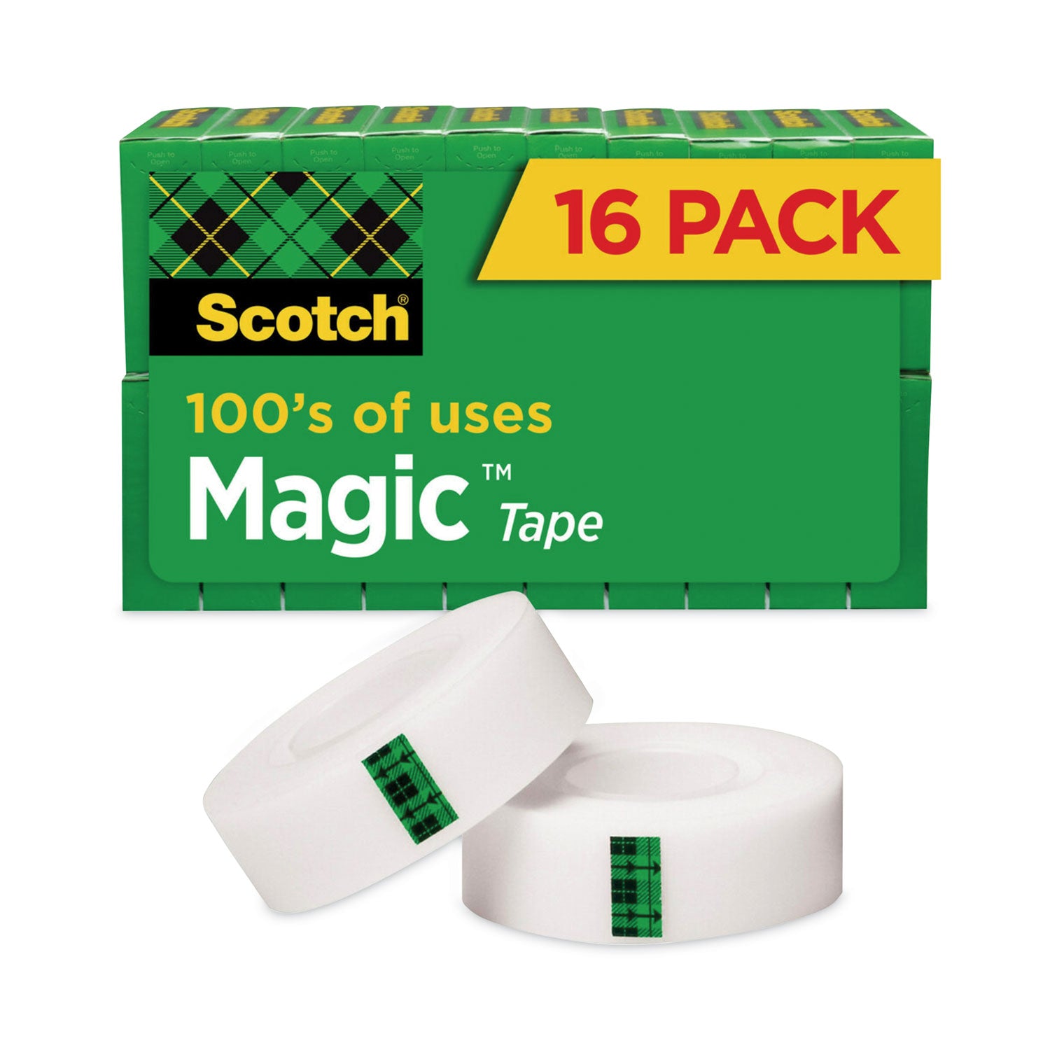 Scotch Magic Tape Value Pack, 1" Core, 0.75" x 83.33 ft, Clear, 16/Pack (810K16)