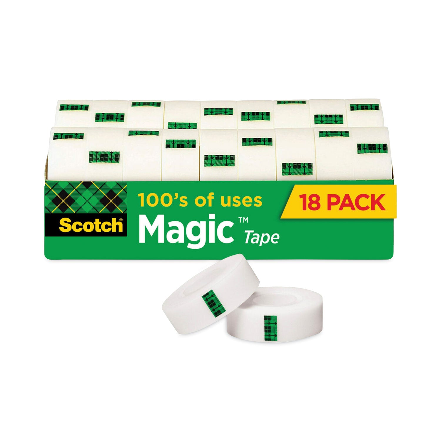 Scotch Magic Tape Cabinet Pack, 1" Core, 0.75" x 83.33 ft, Clear, 18/Pack (810K18CP)